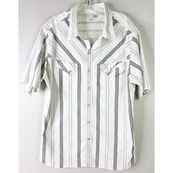 Vans XL Stripe Stretch Western Style Short Sleeve Snap Shirt Stretch EUC - Picture 1 of 7